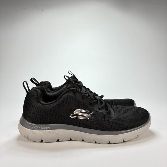 Skechers Summits Low Black Lite-Weight Memory Foam Training Shoes Men's Size 8 - Picture 1 of 9